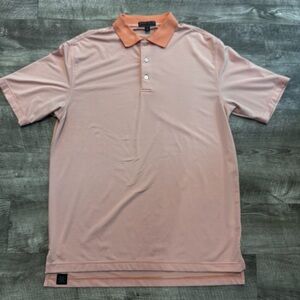 Peter Millar Summer Comfort Golf Polo Short Sleeve Orange Stripe Shirt Mens M
